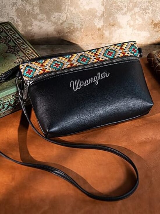 Wrangler Handbags - Wrangler Western Cowhide Crossbody Bags for Women Clutch Wristlet Purse | Wester